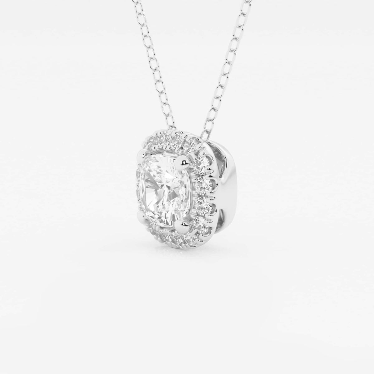 Poduszkowy wisiorek z diamentem Halo, hodowany w laboratorium | GBP009-S03 | 11602406b6e6