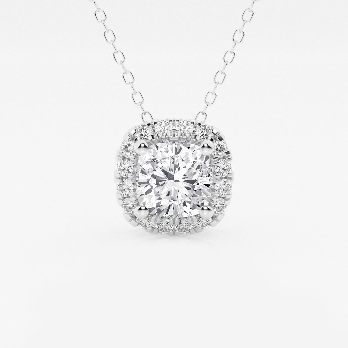 Poduszkowy wisiorek z diamentem Halo, hodowany w laboratorium | GBP009-S03 | dc9391bc165c
