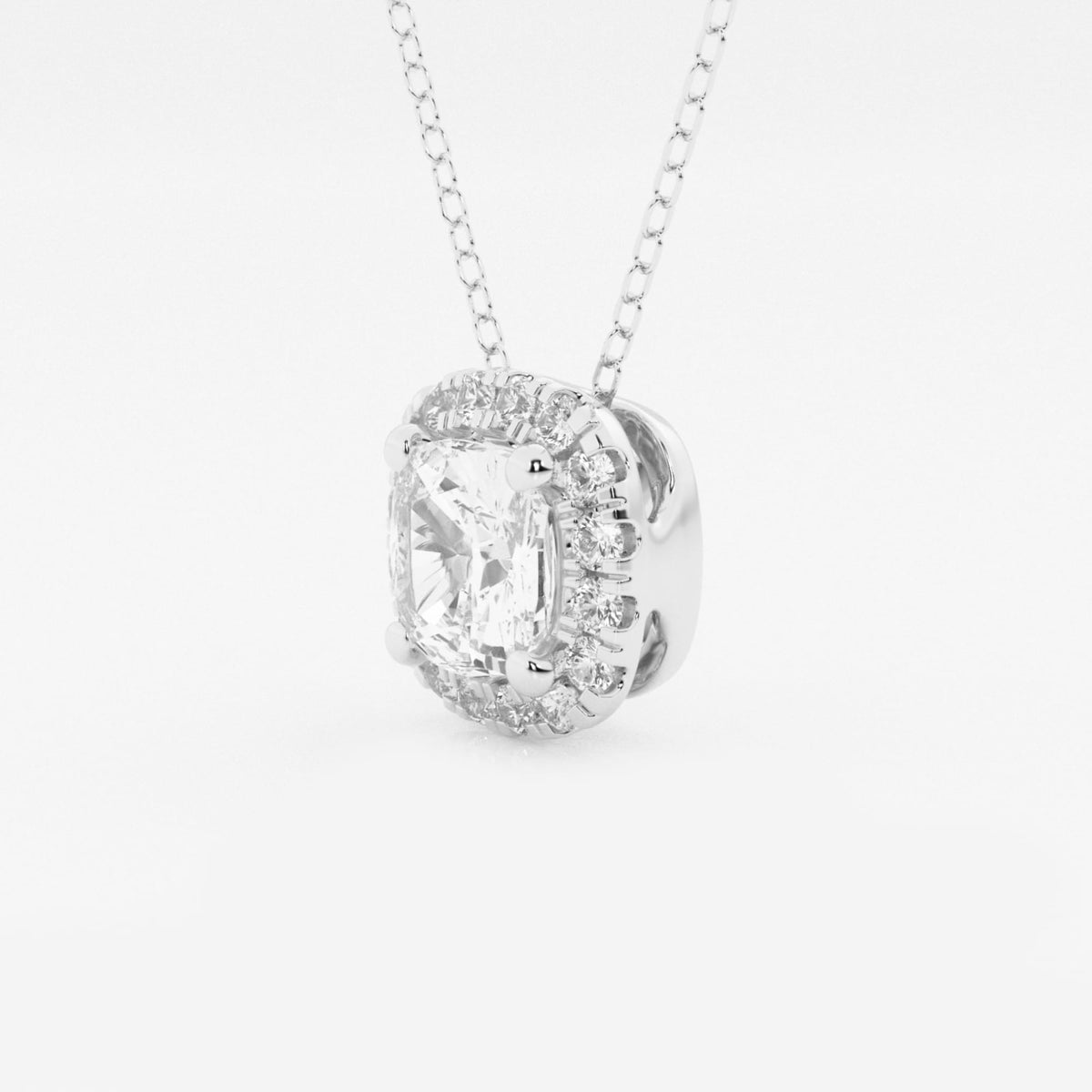 Poduszkowy wisiorek z diamentem Halo, hodowany w laboratorium | GBP009-S03 | f6ca017b3aca