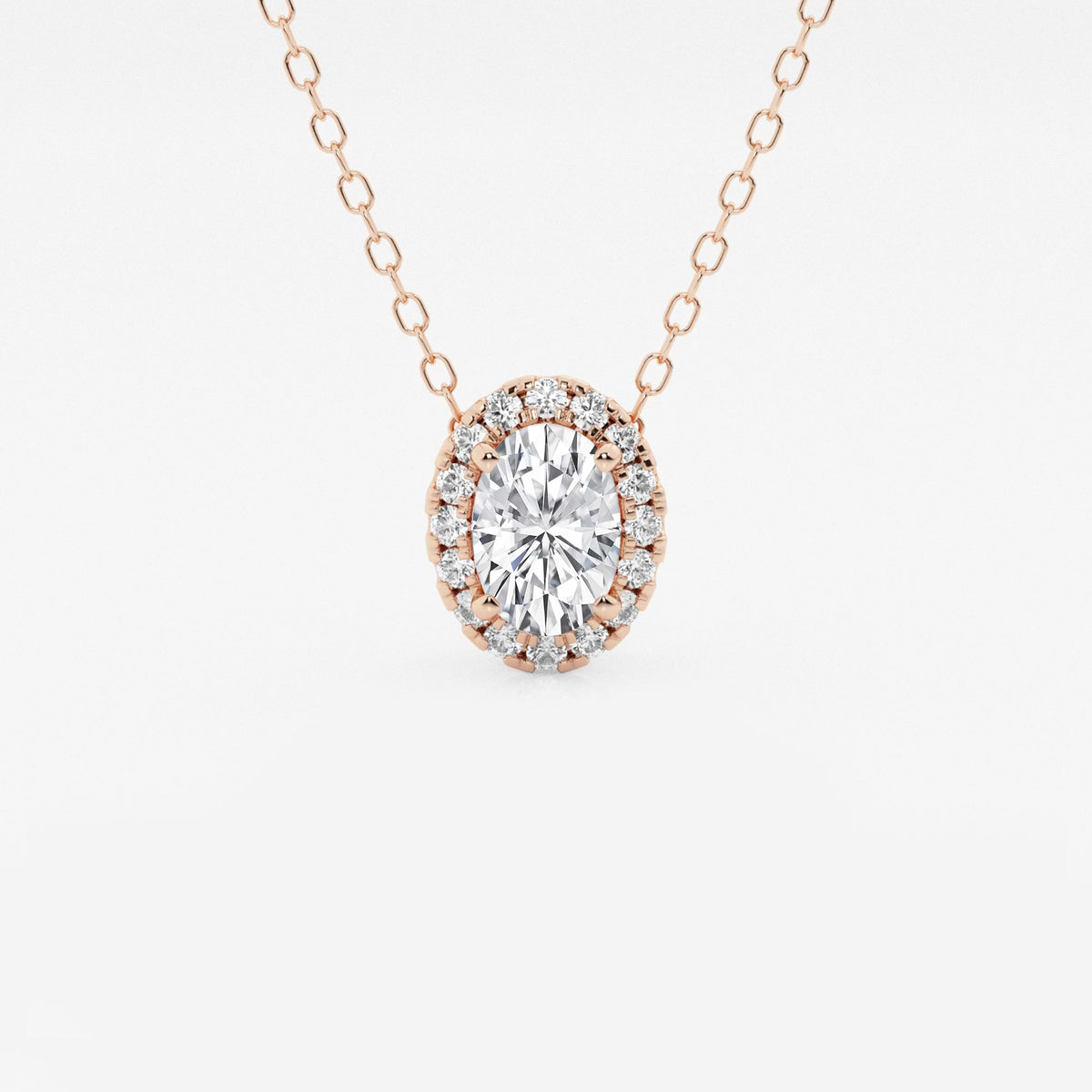 Oval labbodlad diamanthalo-hänge | GBP009-S02 | a83b714884e7