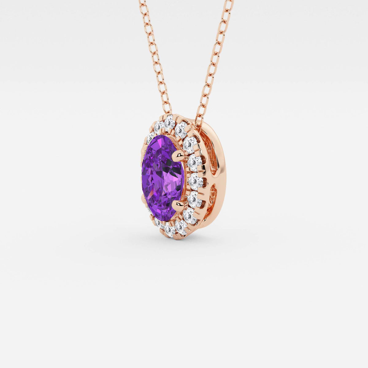 Oval ädelsten och labbodlad diamanthalo-hänge | GBP008-S01 | 42032099f88e