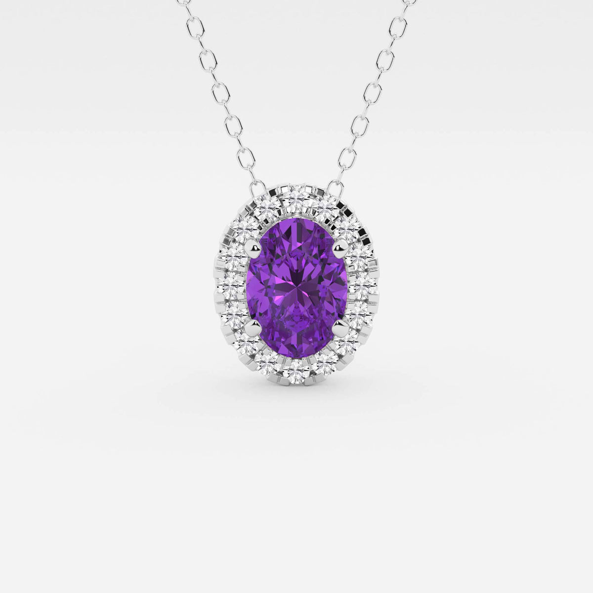 Oval ädelsten och labbodlad diamanthalo-hänge | GBP008-S01 | ea0b5dbc28ac
