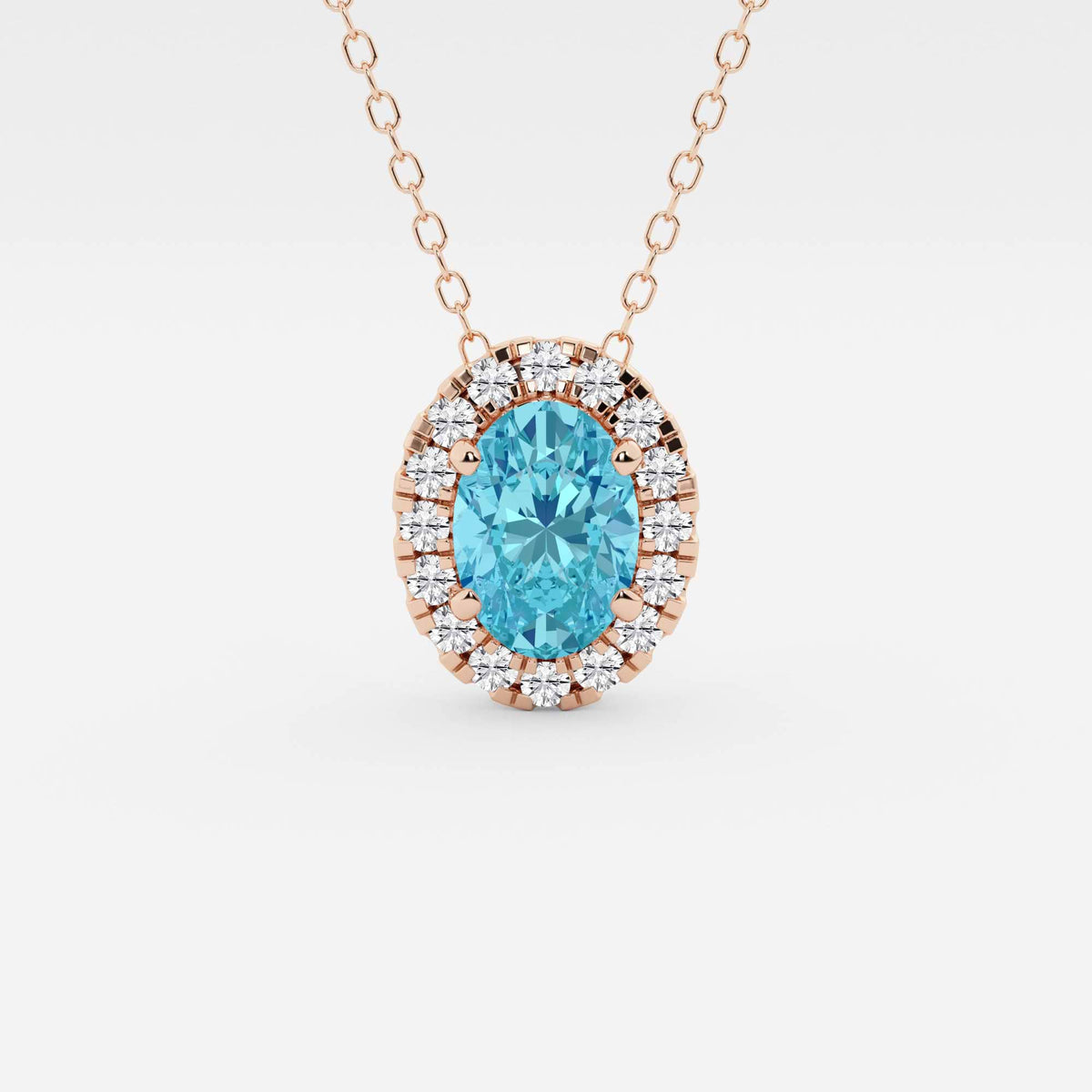 Oval ädelsten och labbodlad diamanthalo-hänge | GBP008-S01 | d018d48dd994