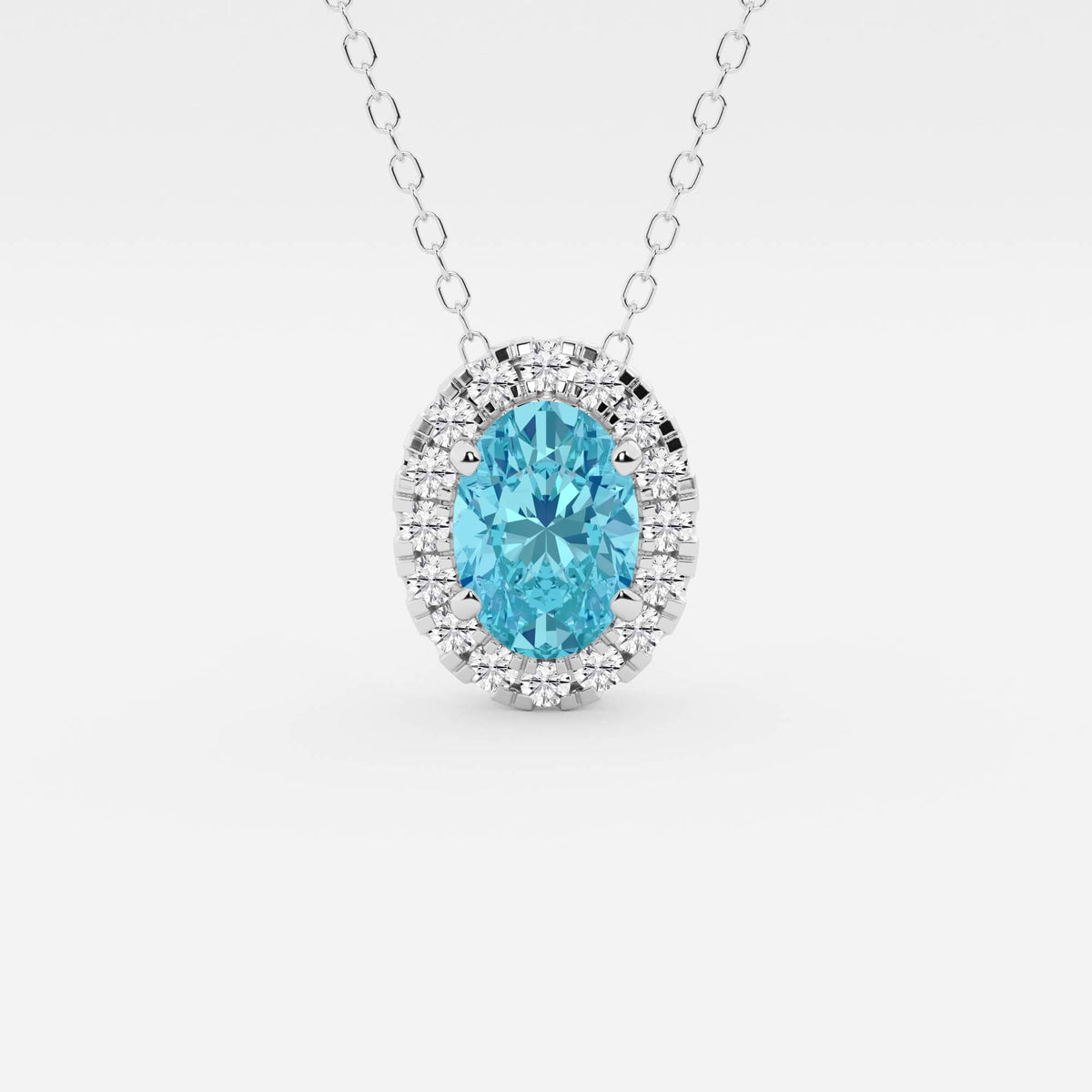 Oval ädelsten och labbodlad diamanthalo-hänge | GBP008-S01 | e4b920831d83