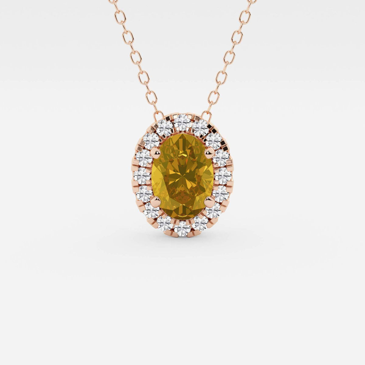 Oval ädelsten och labbodlad diamanthalo-hänge | GBP008-S01 | 05245781a473