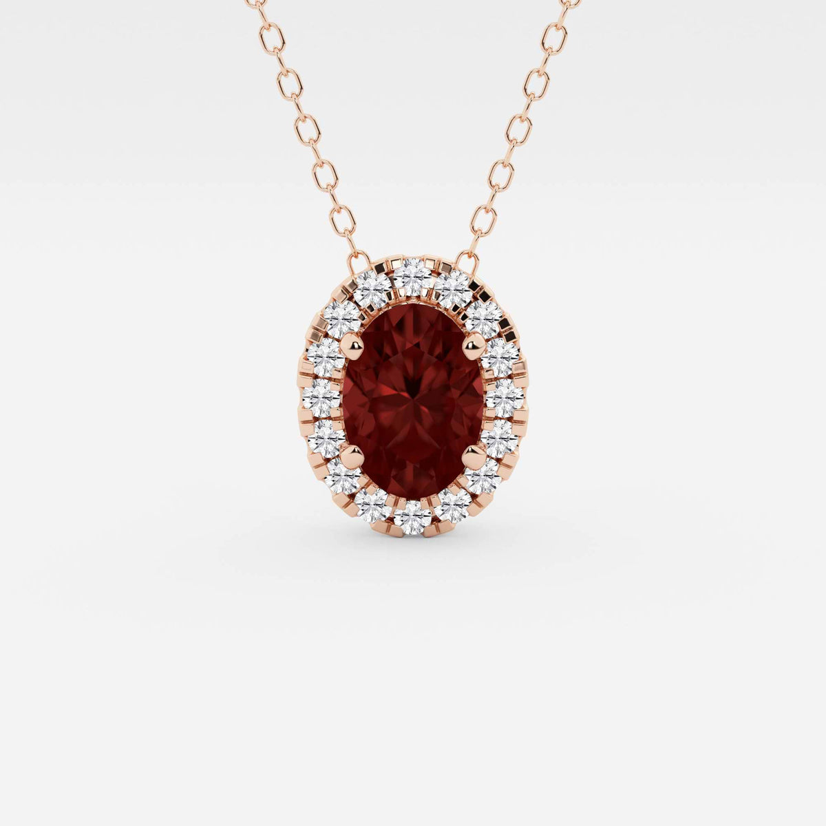 Oval ädelsten och labbodlad diamanthalo-hänge | GBP008-S01 | 538c85ca2591