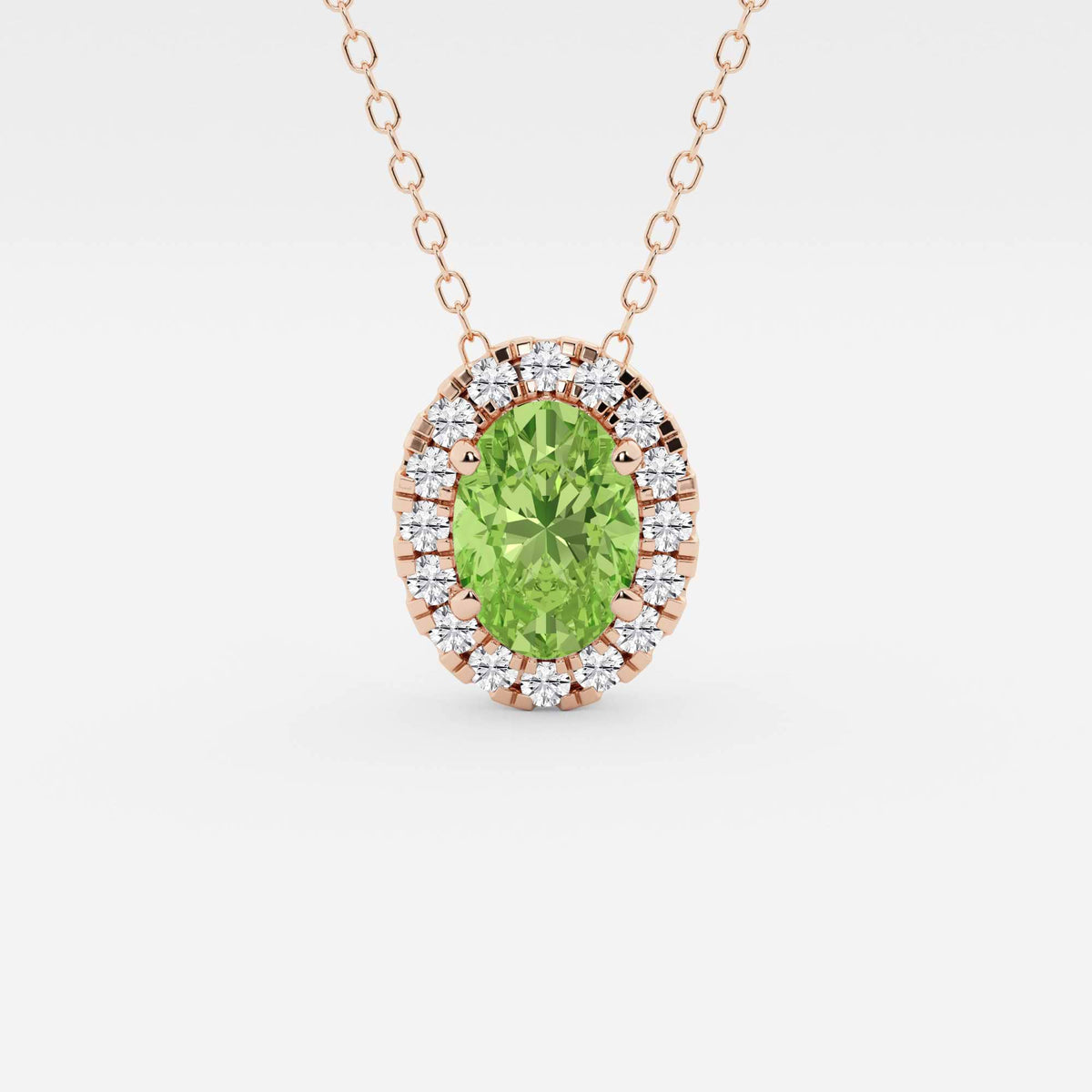 Oval ädelsten och labbodlad diamanthalo-hänge | GBP008-S01 | 397d2c6a0023