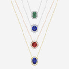 Colgante con halo de diamantes cultivados en laboratorio y piedras preciosas ovaladas | GBP008-S01 | c3bf123ed450