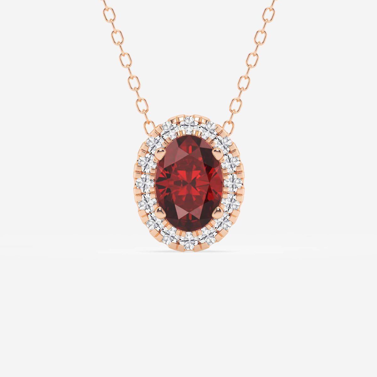 Oval ädelsten och labbodlad diamanthalo-hänge | GBP008-S01 | 17e1a5363be3
