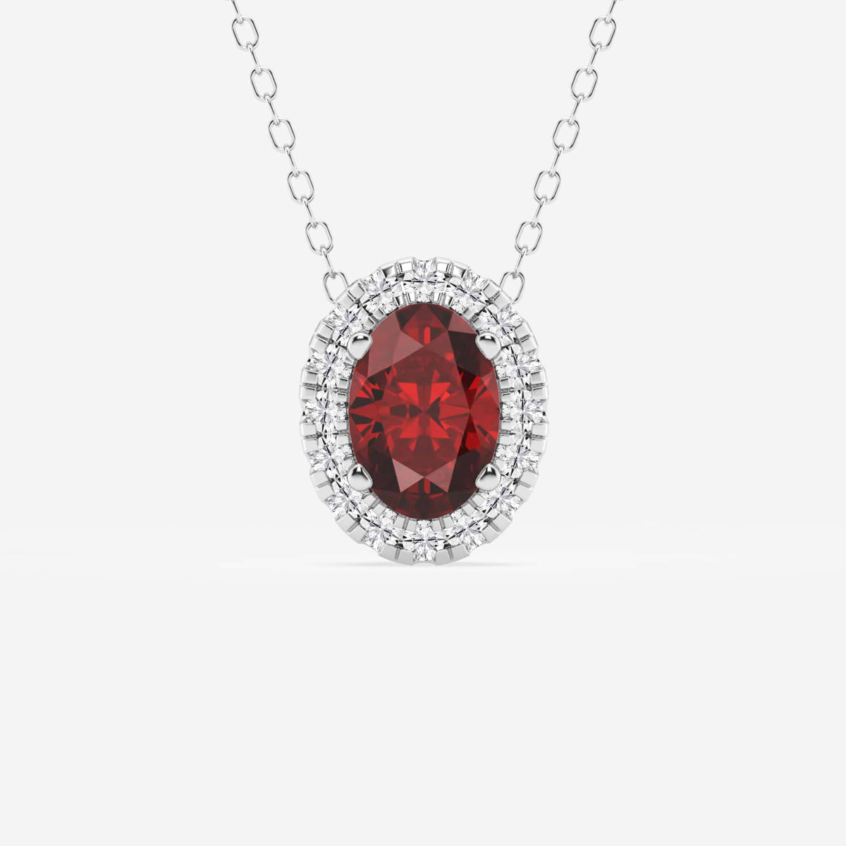 Oval ädelsten och labbodlad diamanthalo-hänge | GBP008-S01 | 6835d7009f47