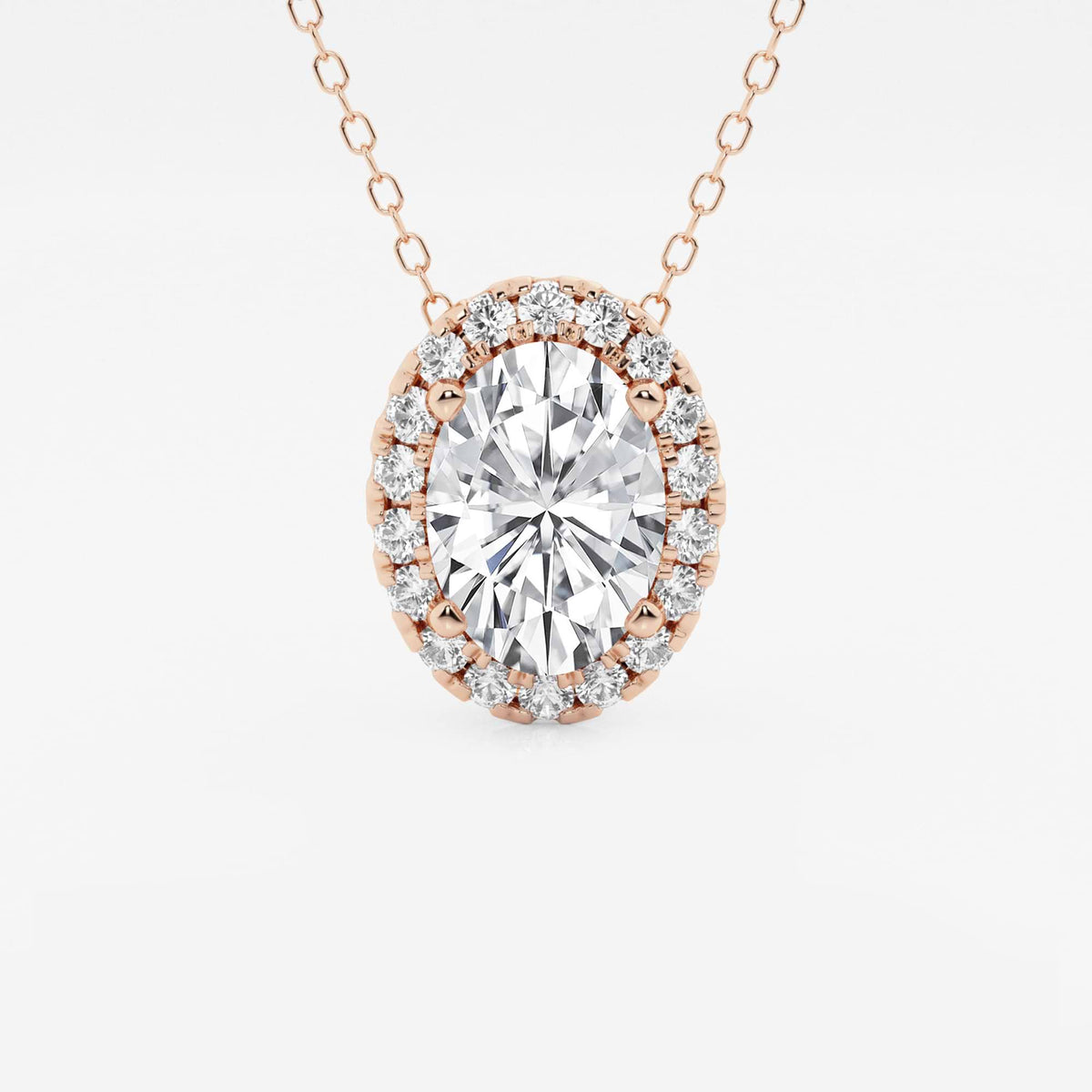 Oval labbodlad diamanthalo-hänge | GBP009-S02 | f7a17489f1f2