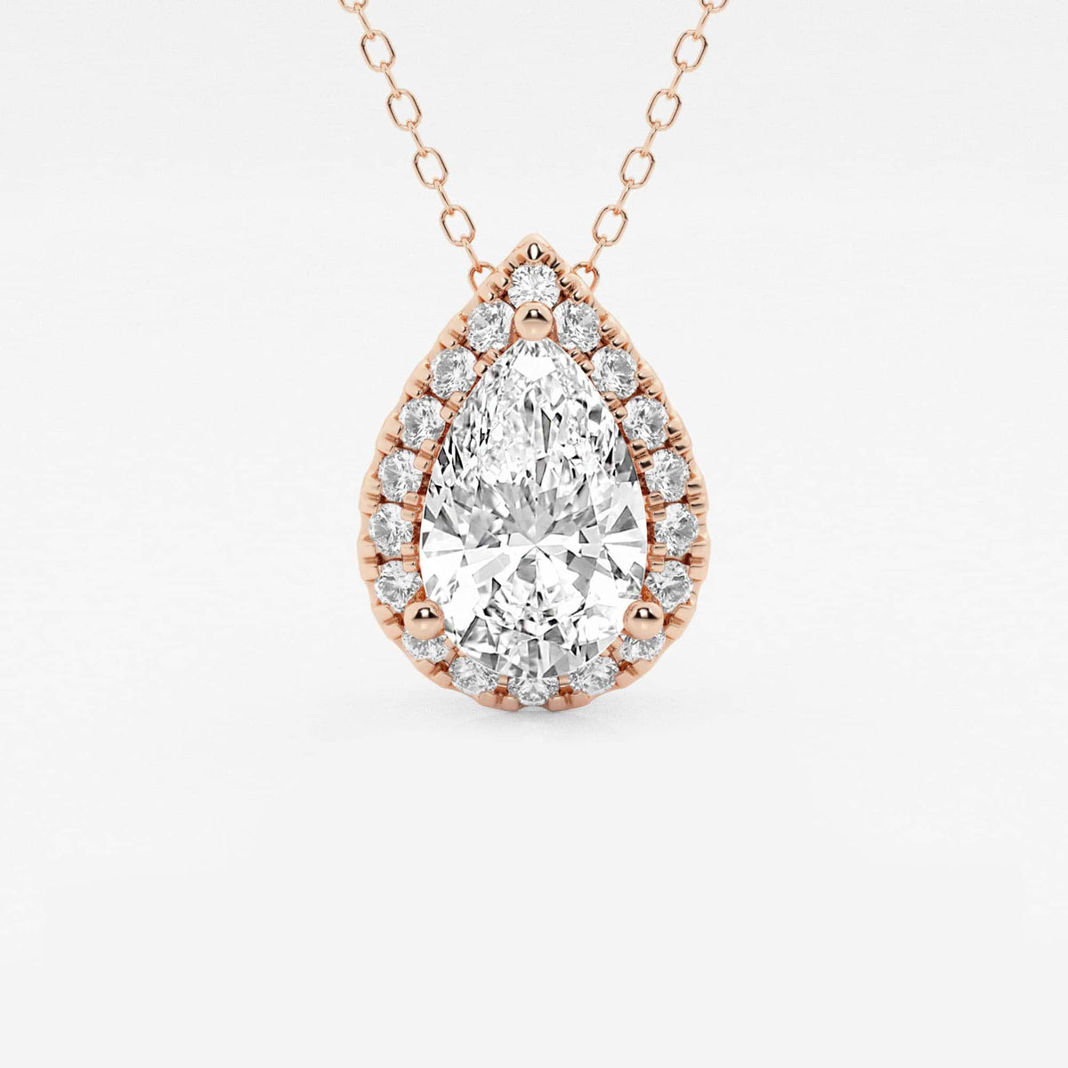 Päron Lab Grown Diamond Halo Pendant | GBP009-S04 | 2f6d225e03a0