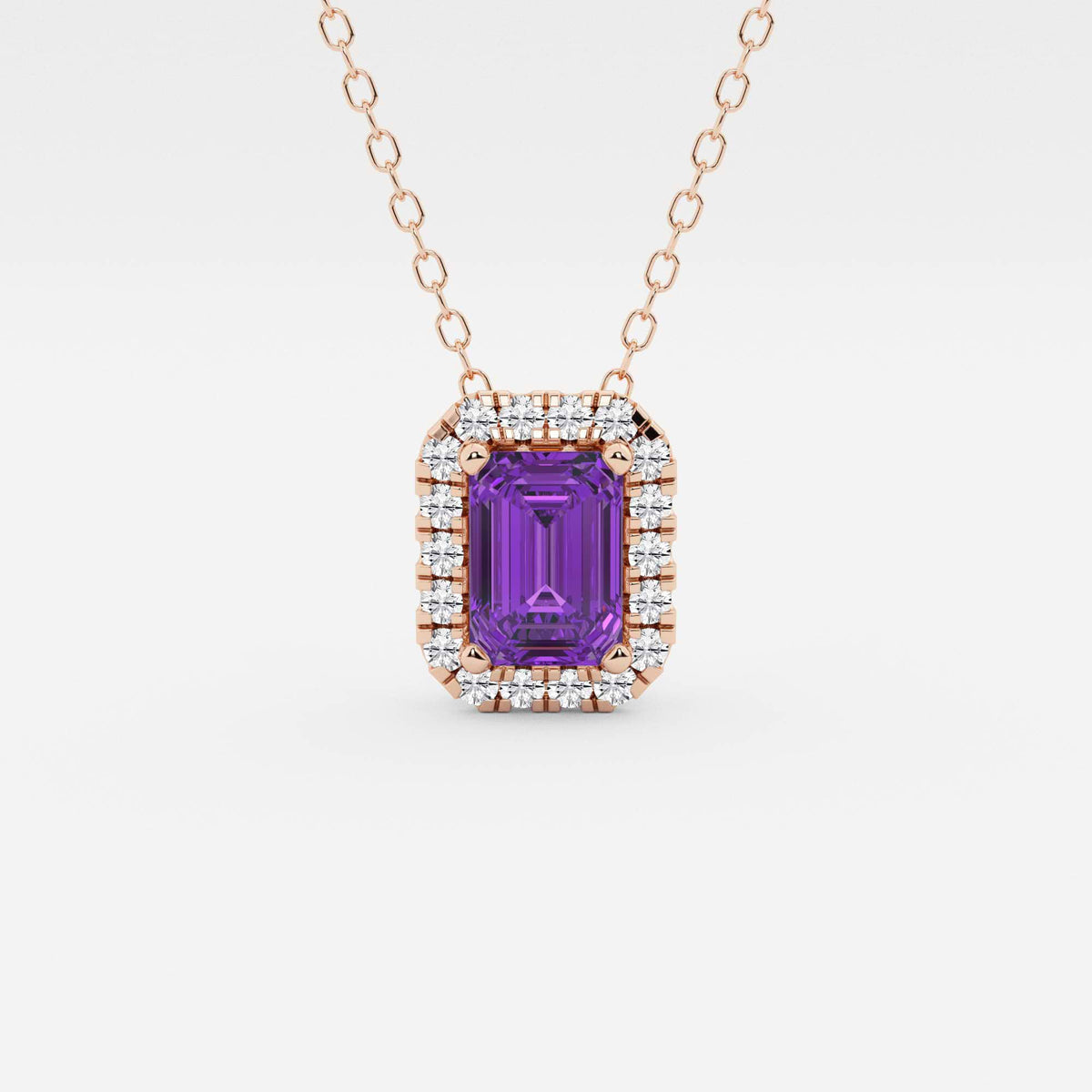 Smaragd ädelsten och labb odlad diamant Halo hänge | GBP008-S04 | 5f27e9e95aa9