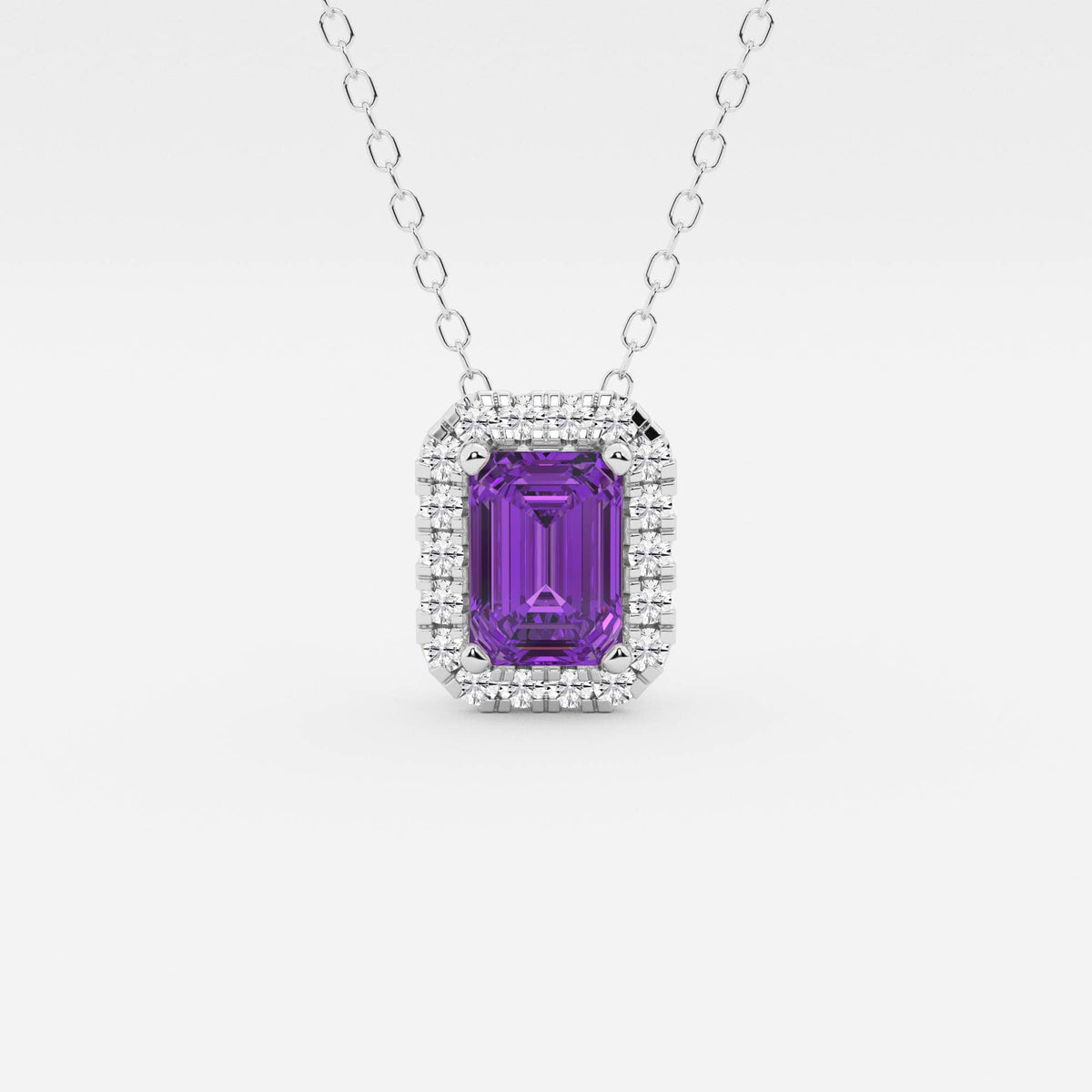 Smaragd ädelsten och labb odlad diamant Halo hänge | GBP008-S04 | 195992f9cdee