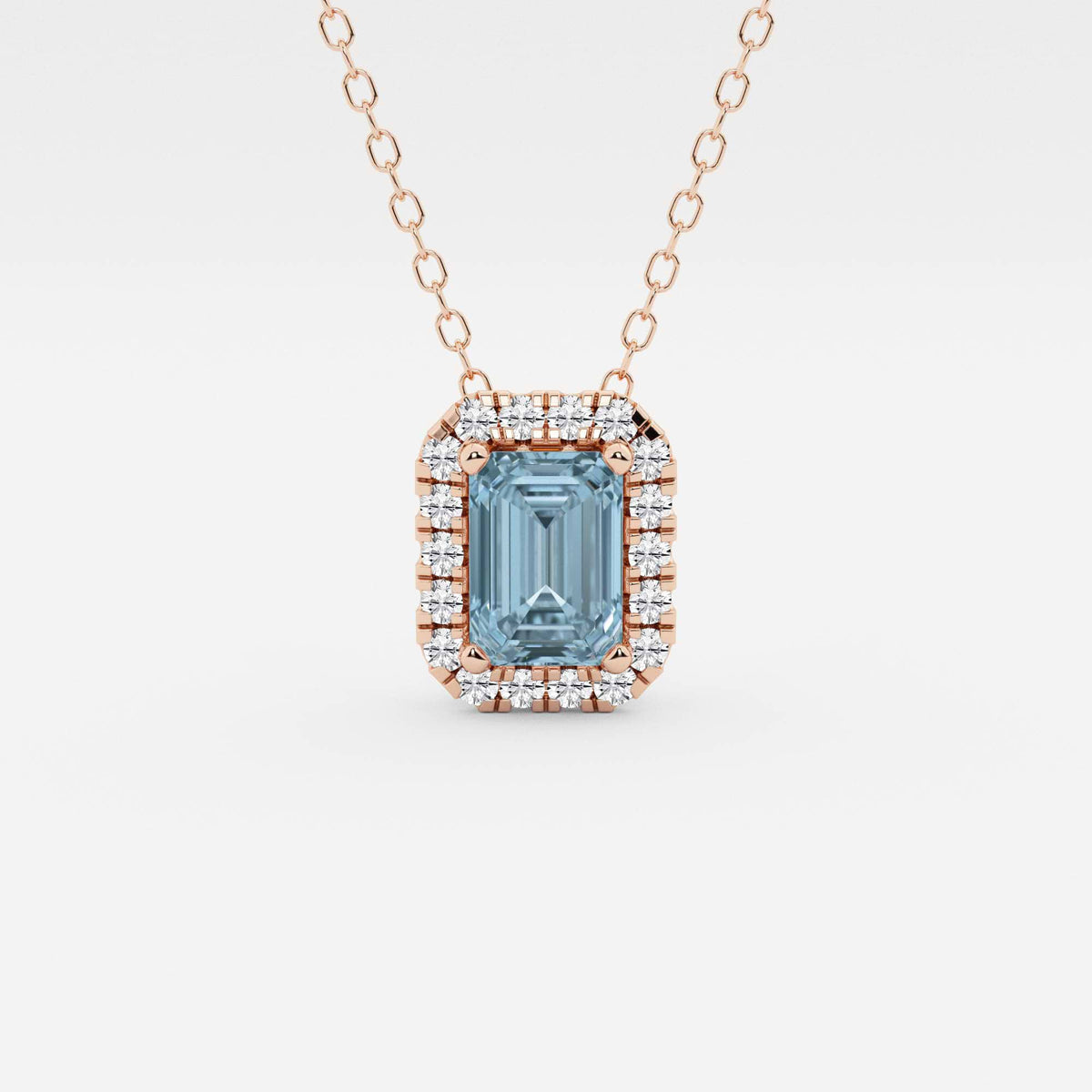 Smaragd ädelsten och labb odlad diamant Halo hänge | GBP008-S04 | 6623144a9672