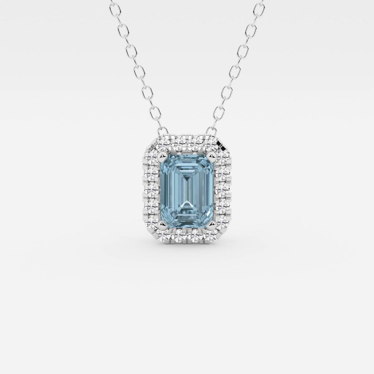 Smaragd ädelsten och labb odlad diamant Halo hänge | GBP008-S04 | a886758d778c