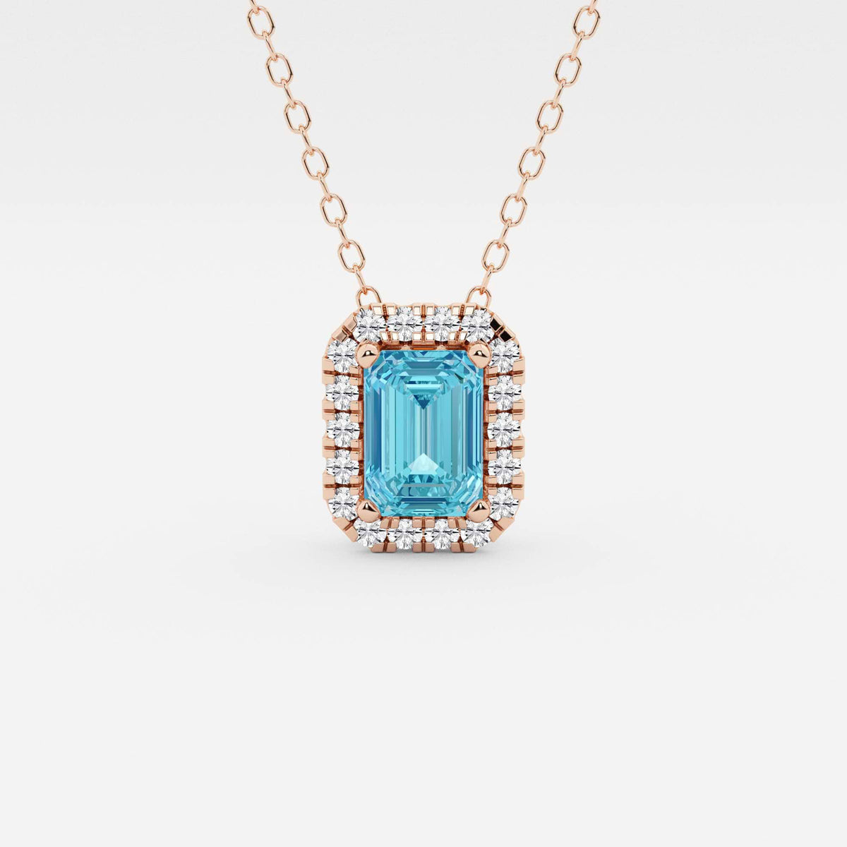 Smaragd ädelsten och labb odlad diamant Halo hänge | GBP008-S04 | d03a1b41eaf2