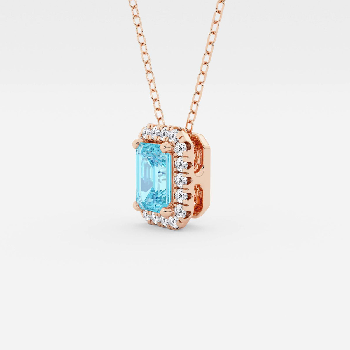 Smaragd ädelsten och labb odlad diamant Halo hänge | GBP008-S04 | cdcc3ab3ba6c