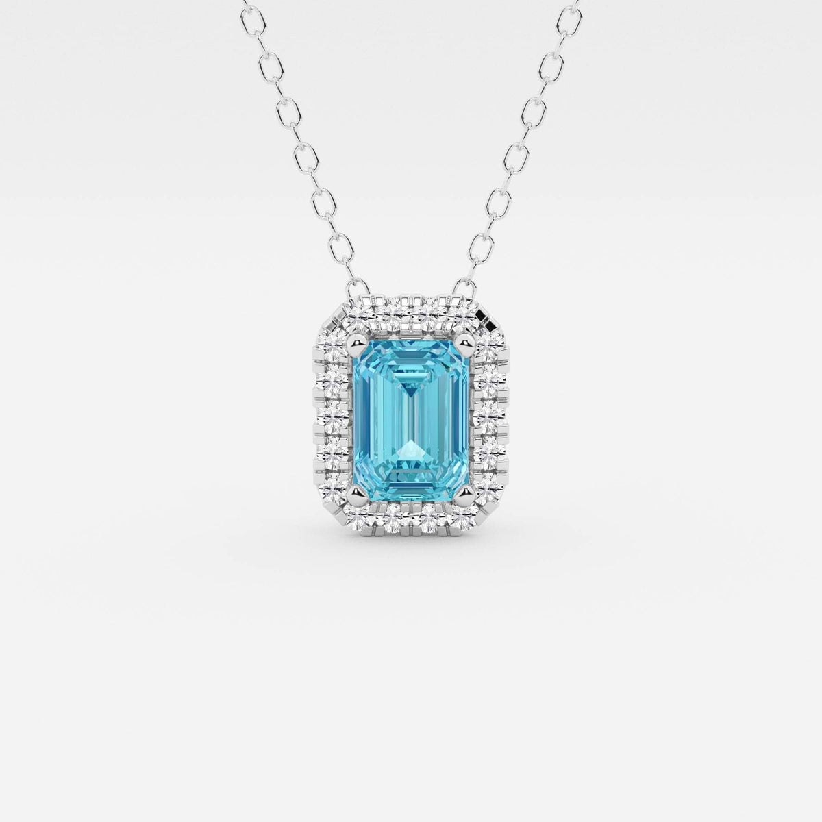Smaragd ädelsten och labb odlad diamant Halo hänge | GBP008-S04 | 6eb7900e2eb5
