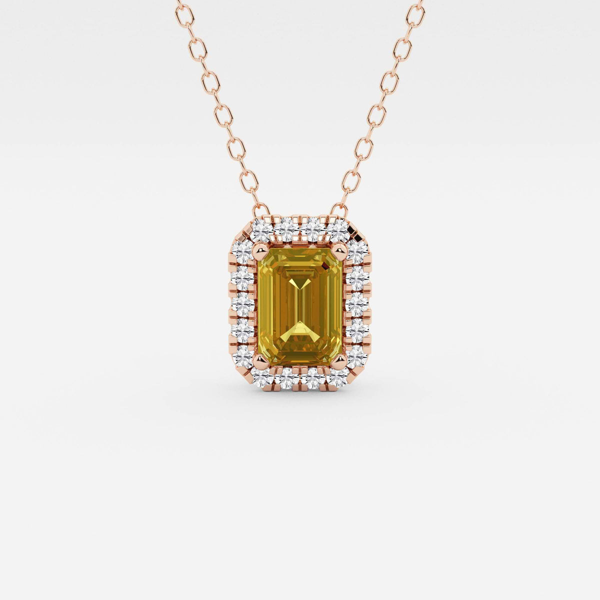 Smaragd ädelsten och labb odlad diamant Halo hänge | GBP008-S04 | 7bf90b587aa1