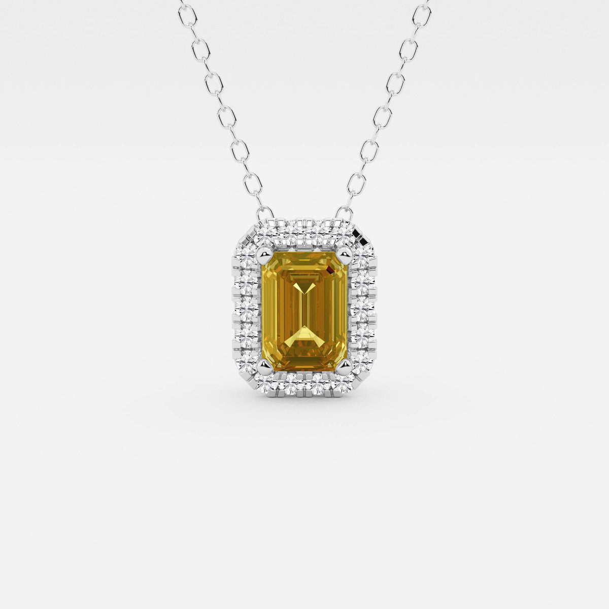 Smaragd ädelsten och labb odlad diamant Halo hänge | GBP008-S04 | 50b7cdde032d