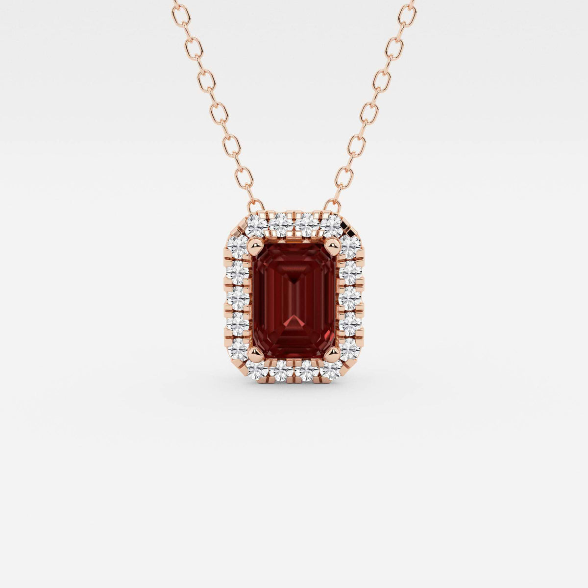 Smaragd ädelsten och labb odlad diamant Halo hänge | GBP008-S04 | 7b021fe4a38e
