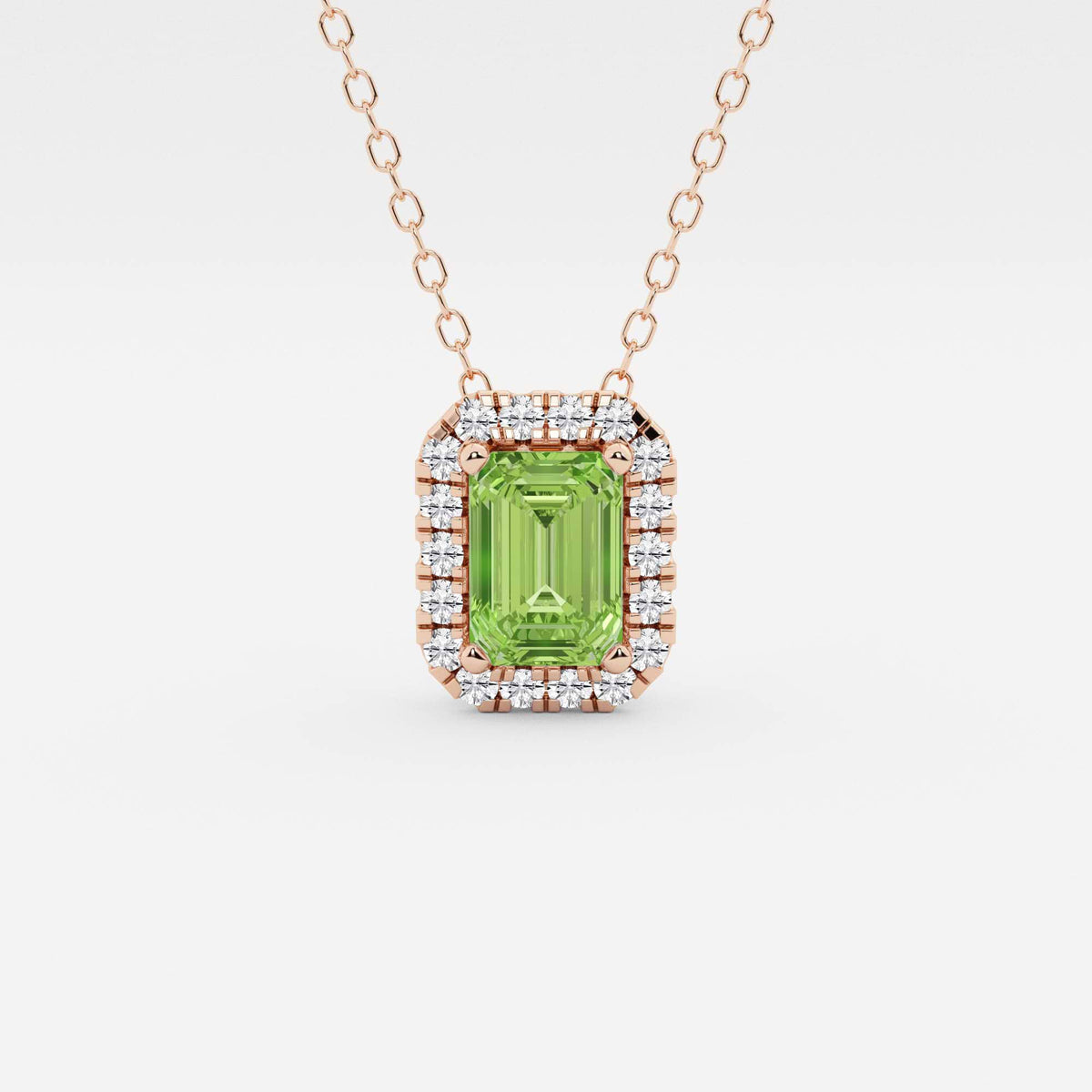 Smaragd ädelsten och labb odlad diamant Halo hänge | GBP008-S04 | eecc4ecf8e0c