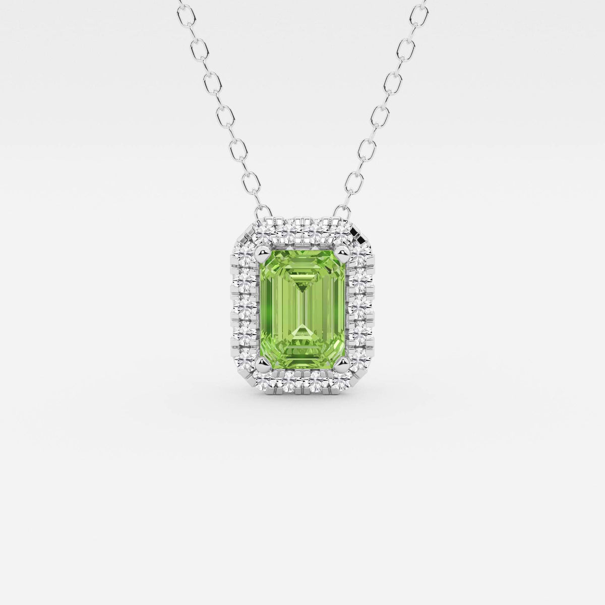 Smaragd ädelsten och labb odlad diamant Halo hänge | GBP008-S04 | b27eb54fd2e7