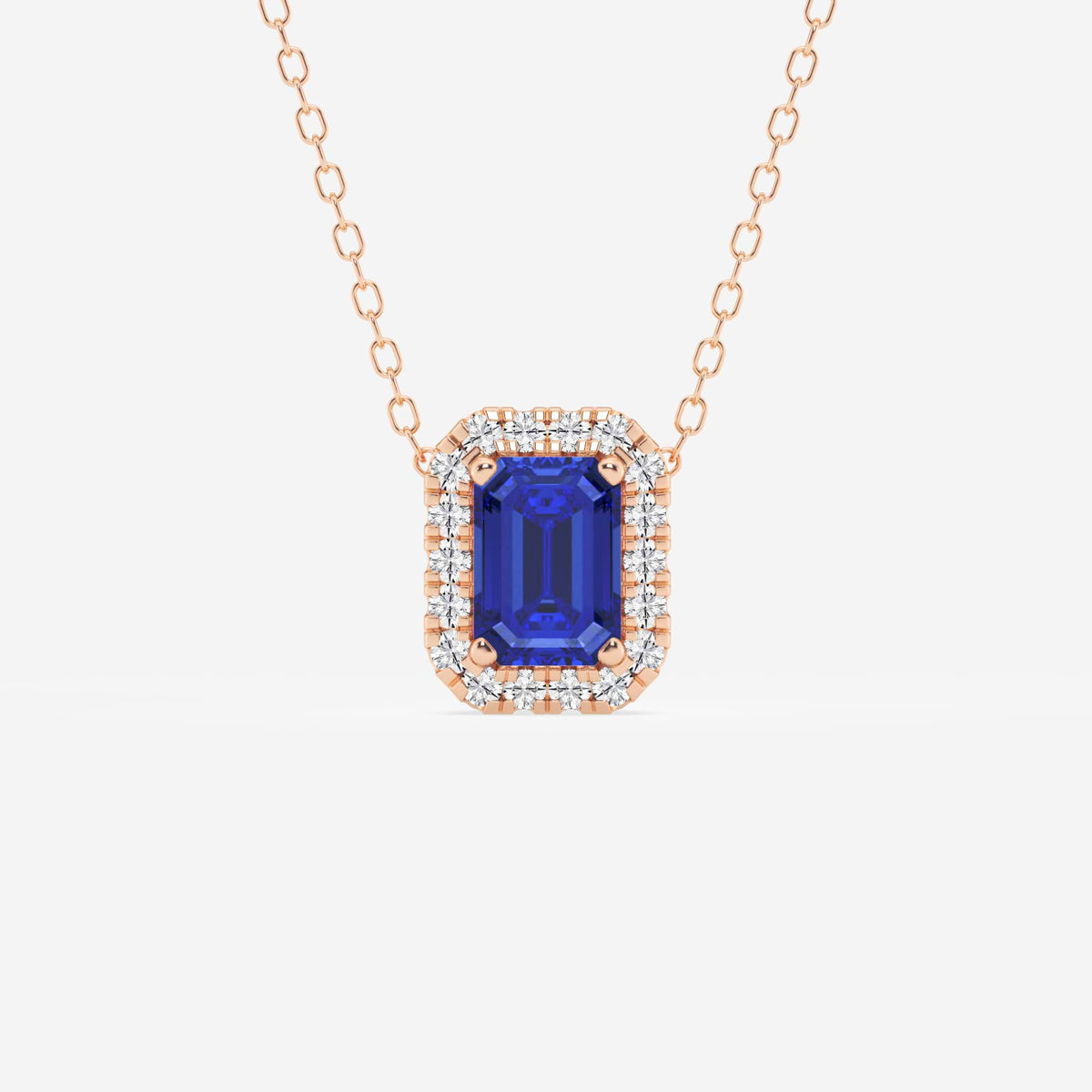 Smaragd ädelsten och labb odlad diamant Halo hänge | GBP008-S04 | 606a8cf01c8b
