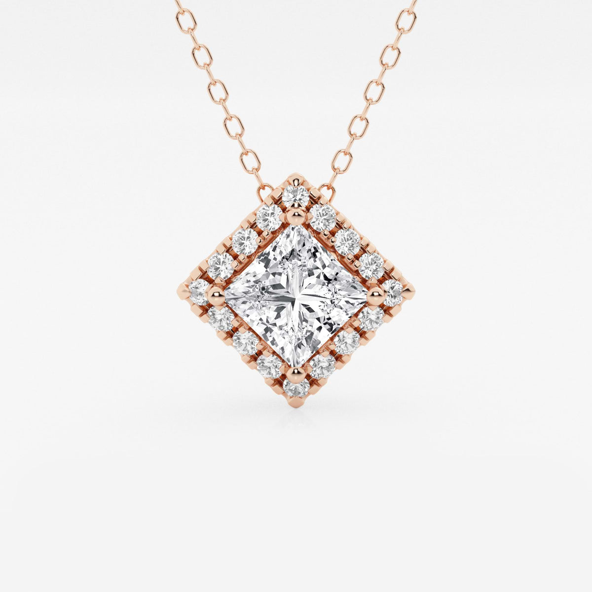 Wisiorek z diamentem Halo wyhodowanym w laboratorium Princess Lab | GBP009-S06 | 4e5c079e2ab2