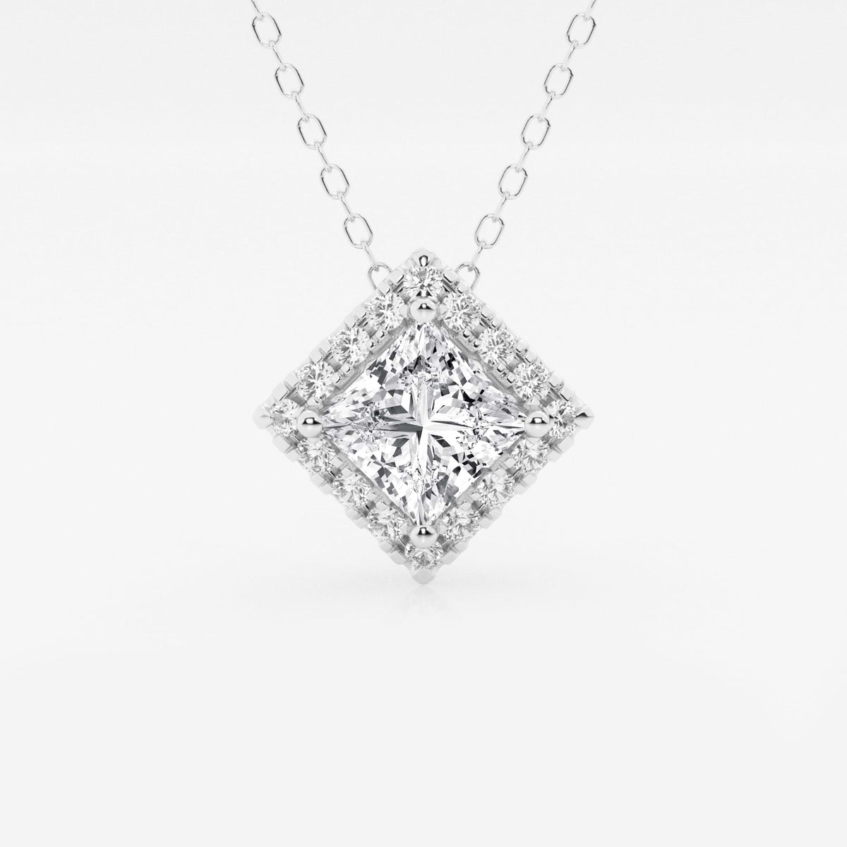 Wisiorek z diamentem Halo wyhodowanym w laboratorium Princess Lab | GBP009-S06 | eeefd0855d72