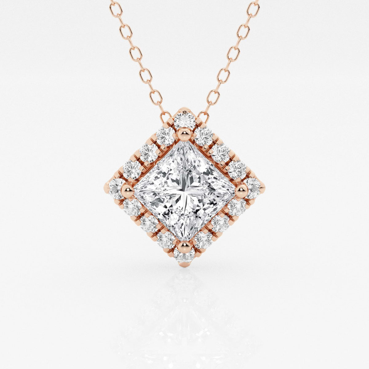 Wisiorek z diamentem Halo wyhodowanym w laboratorium Princess Lab | GBP009-S06 | a1b2f87f8b2a