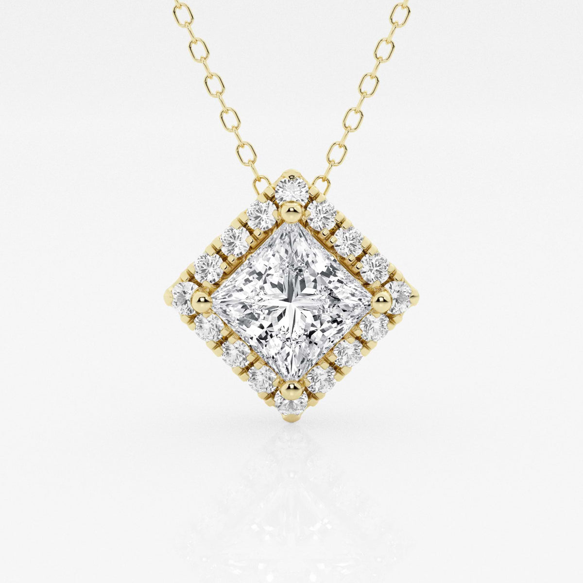 Wisiorek z diamentem Halo wyhodowanym w laboratorium Princess Lab | GBP009-S06 | 37c8c3b4d604