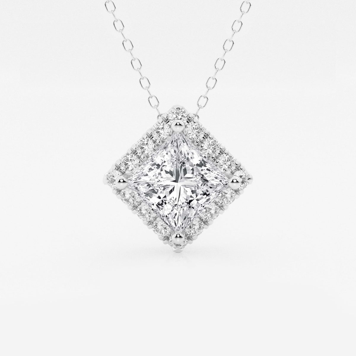 Wisiorek z diamentem Halo wyhodowanym w laboratorium Princess Lab | GBP009-S06 | cde2176ba563