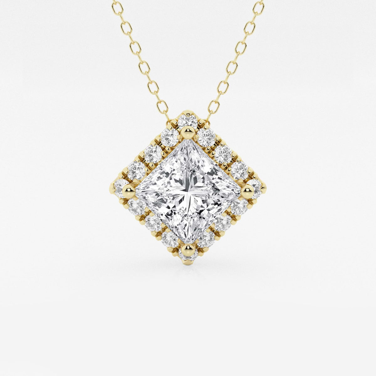 Wisiorek z diamentem Halo wyhodowanym w laboratorium Princess Lab | GBP009-S06 | 7ce5323106c7