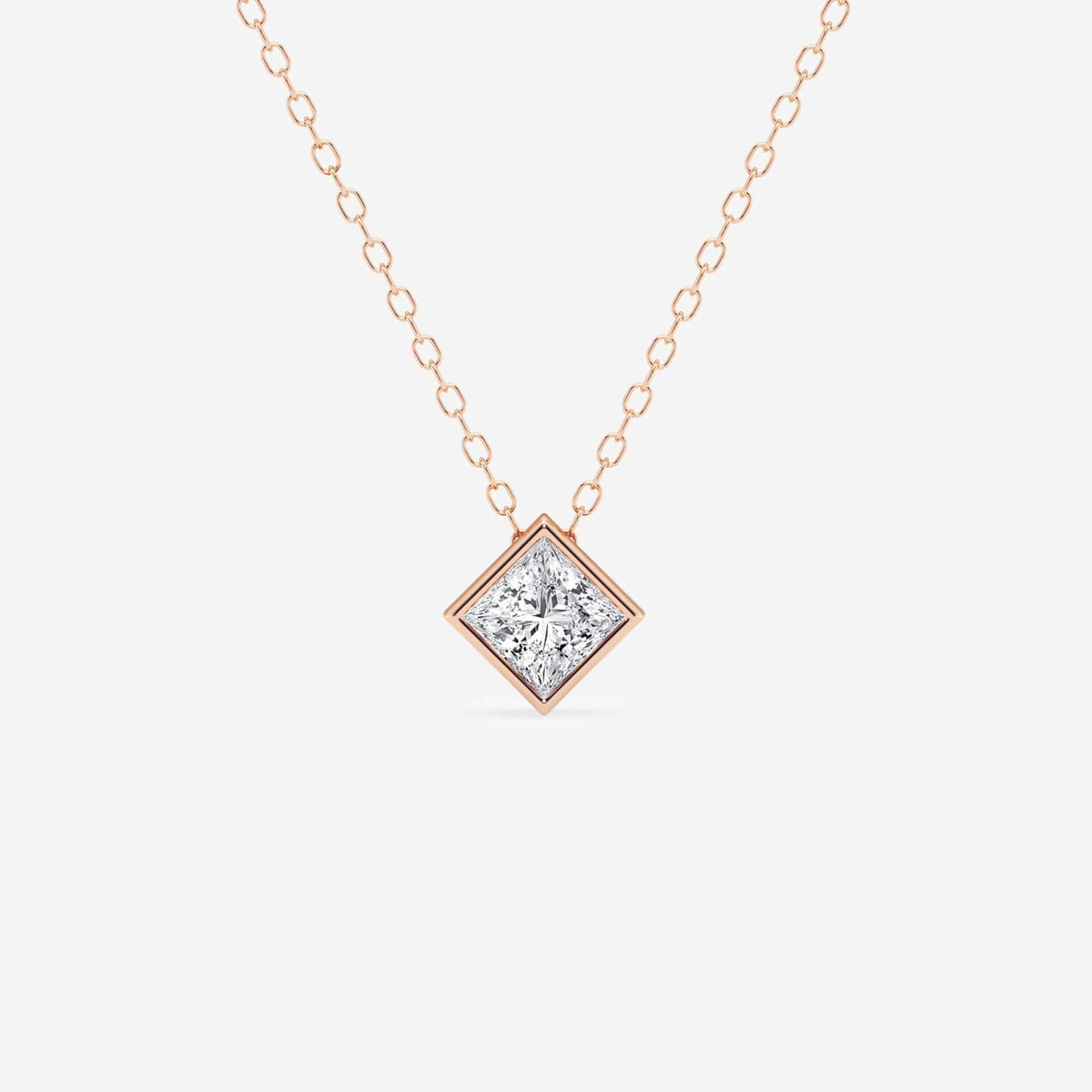 Bezel-Set Lab Grown Diamond Solitaire Pendel | GBP002 | c4f46d9d764a
