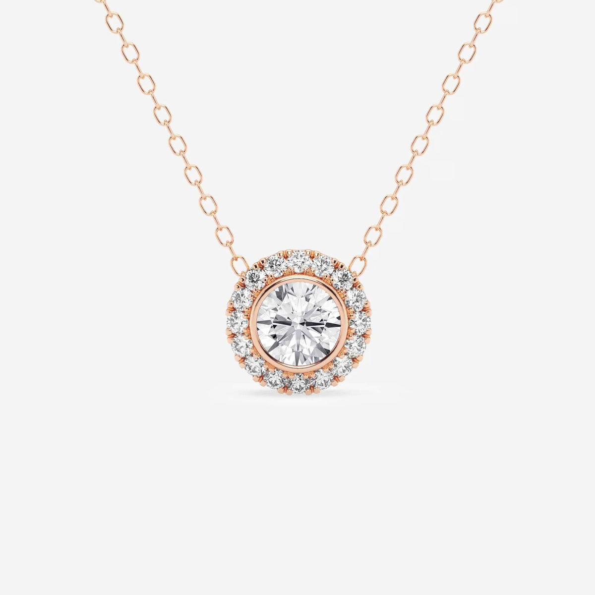 halo com cravação em aro, lapidação redonda — Pendente com diamantes de laboratório | GBP081 | dad140a70b39