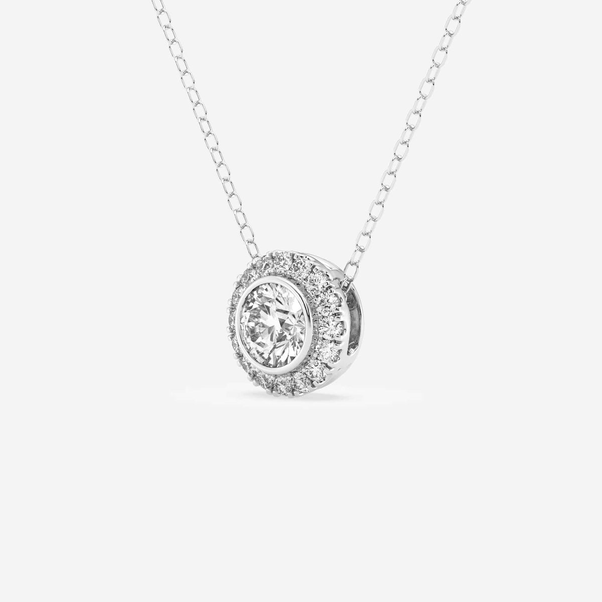 halo com cravação em aro, lapidação redonda — Pendente com diamantes de laboratório | GBP081 | 6f1137745577