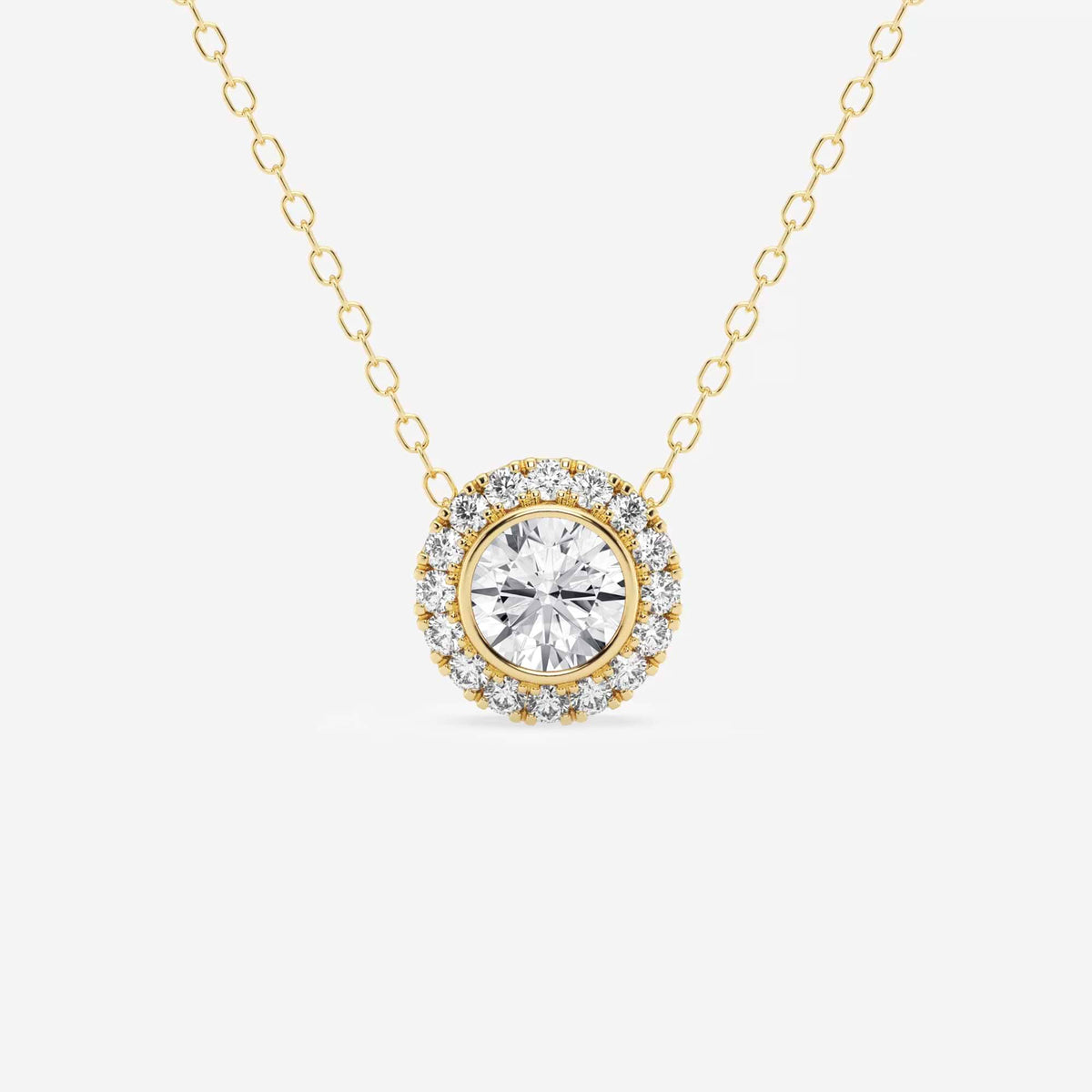 halo com cravação em aro, lapidação redonda — Pendente com diamantes de laboratório | GBP081 | bab5a4bf3a85