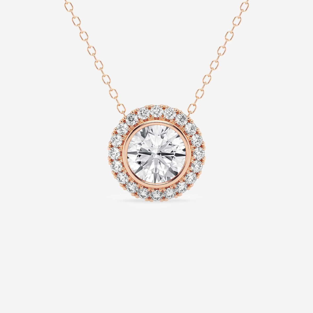 halo com cravação em aro, lapidação redonda — Pendente com diamantes de laboratório | GBP081 | 744a1c5107ee