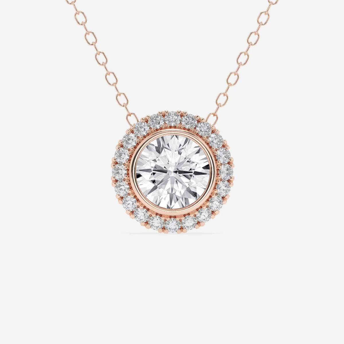 halo com cravação em aro, lapidação redonda — Pendente com diamantes de laboratório | GBP081 | 4a99787b172c