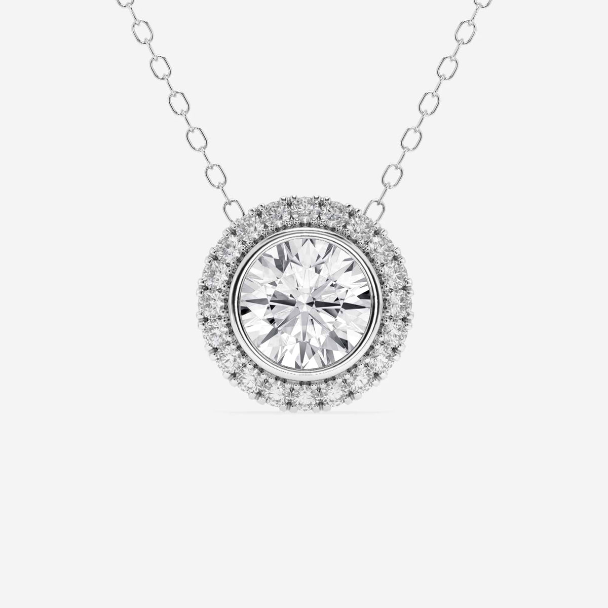 halo com cravação em aro, lapidação redonda — Pendente com diamantes de laboratório | GBP081 | a6559ff20160