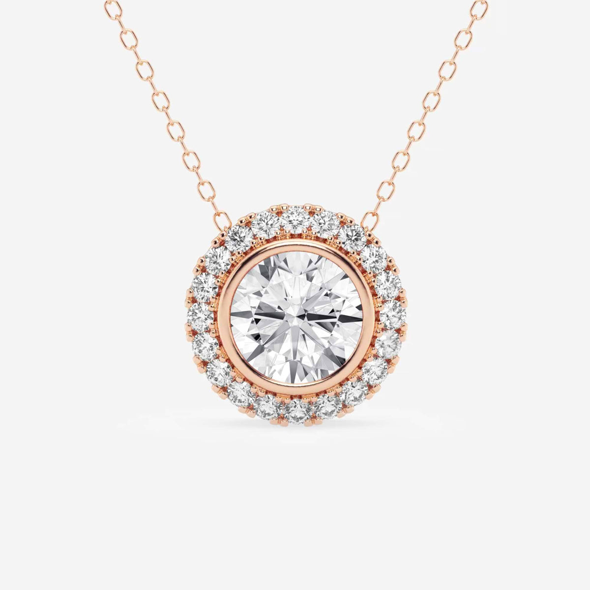 halo com cravação em aro, lapidação redonda — Pendente com diamantes de laboratório | GBP081 | a79068fb5d76