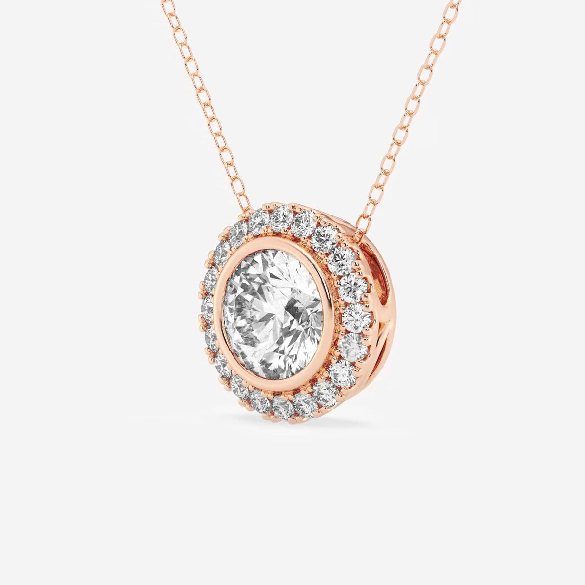 halo com cravação em aro, lapidação redonda — Pendente com diamantes de laboratório | GBP081 | c47db060a008