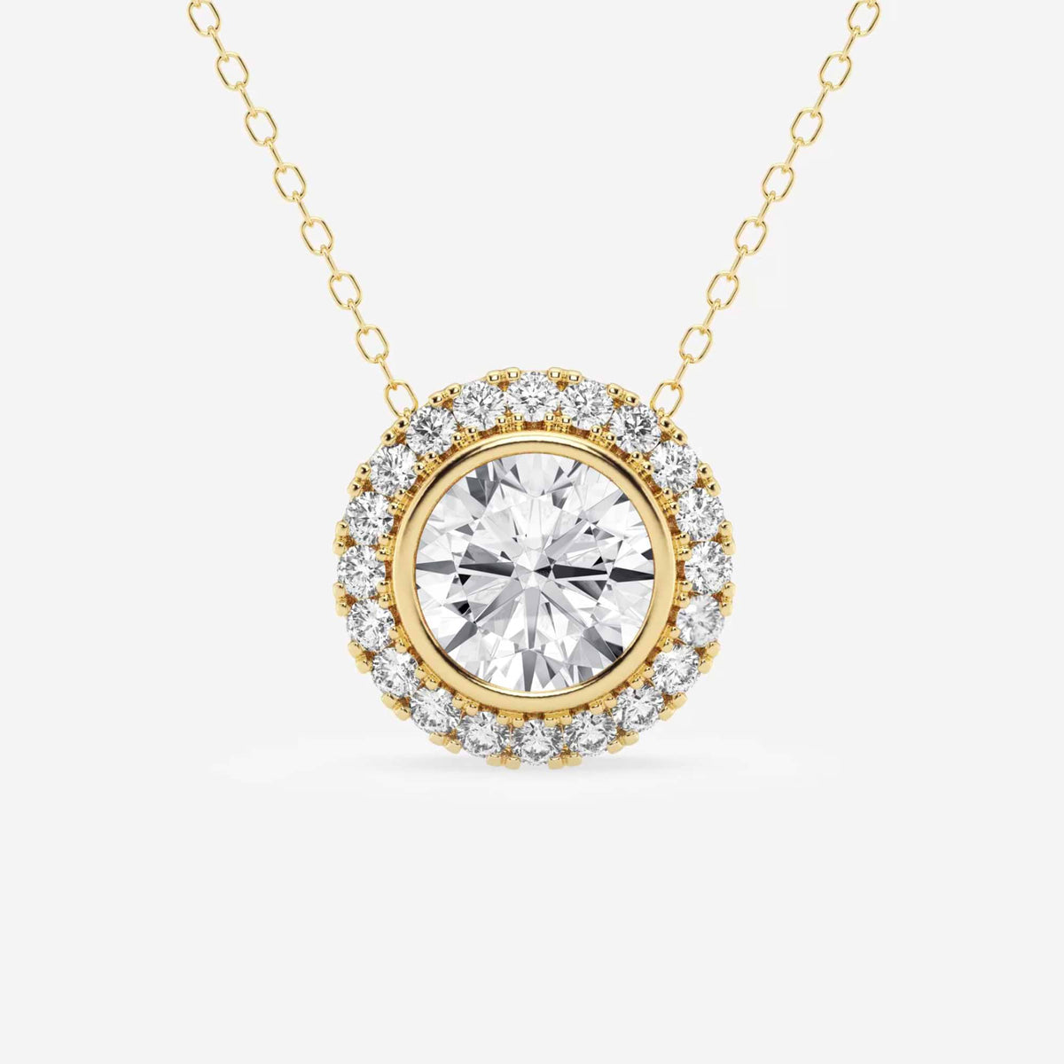 halo com cravação em aro, lapidação redonda — Pendente com diamantes de laboratório | GBP081 | 998d000b98ad