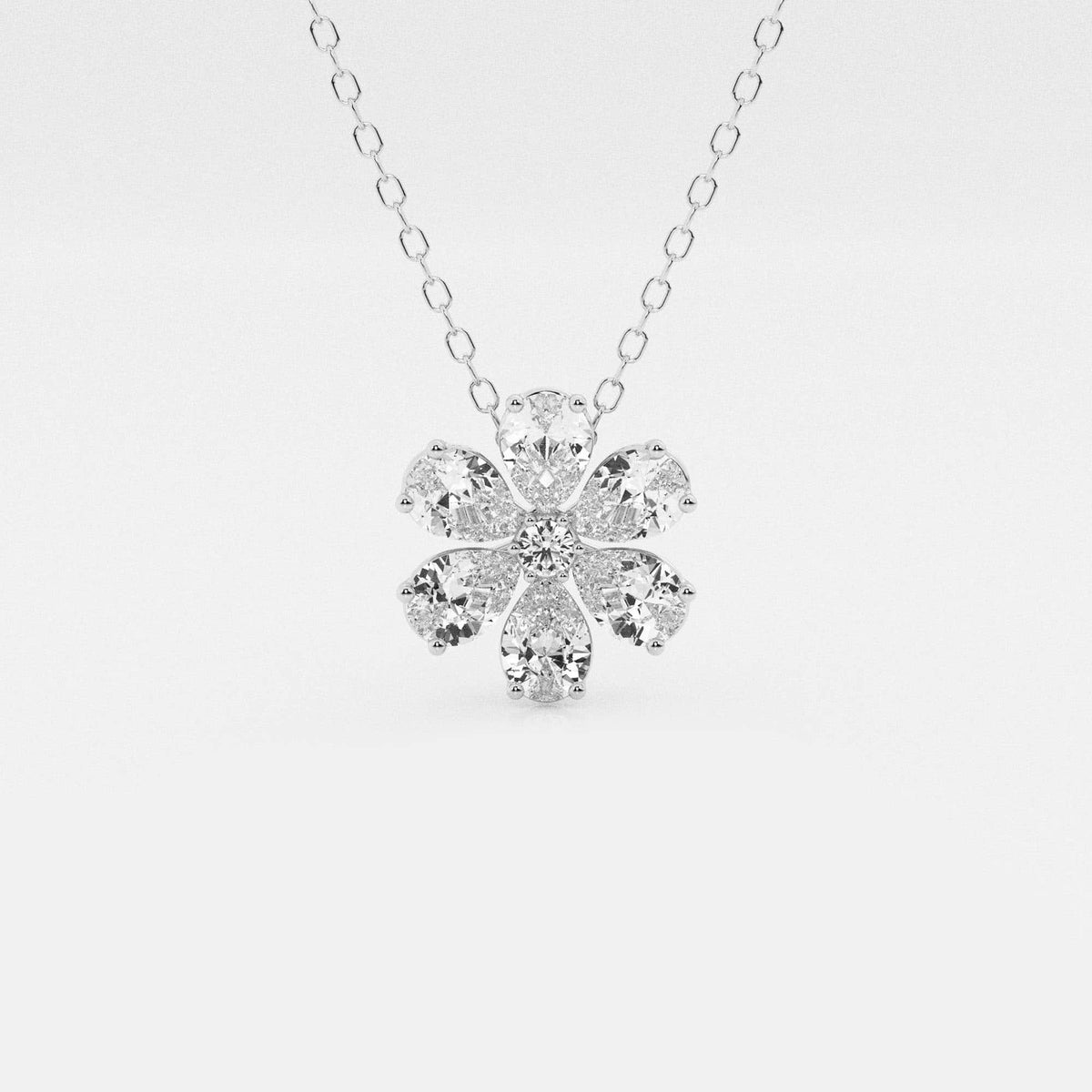 Gruszka i okrągły wisiorek z diamentowym kwiatem wyhodowanym w laboratorium | GBP019 | 58e09b52a4c2