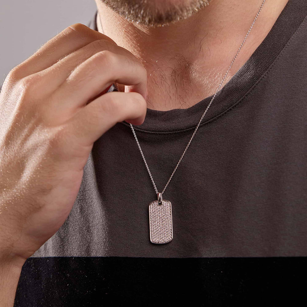 Rund Lab Grown Diamond Dog Tag anheng | GBP046 | 0f65c15d0f2c