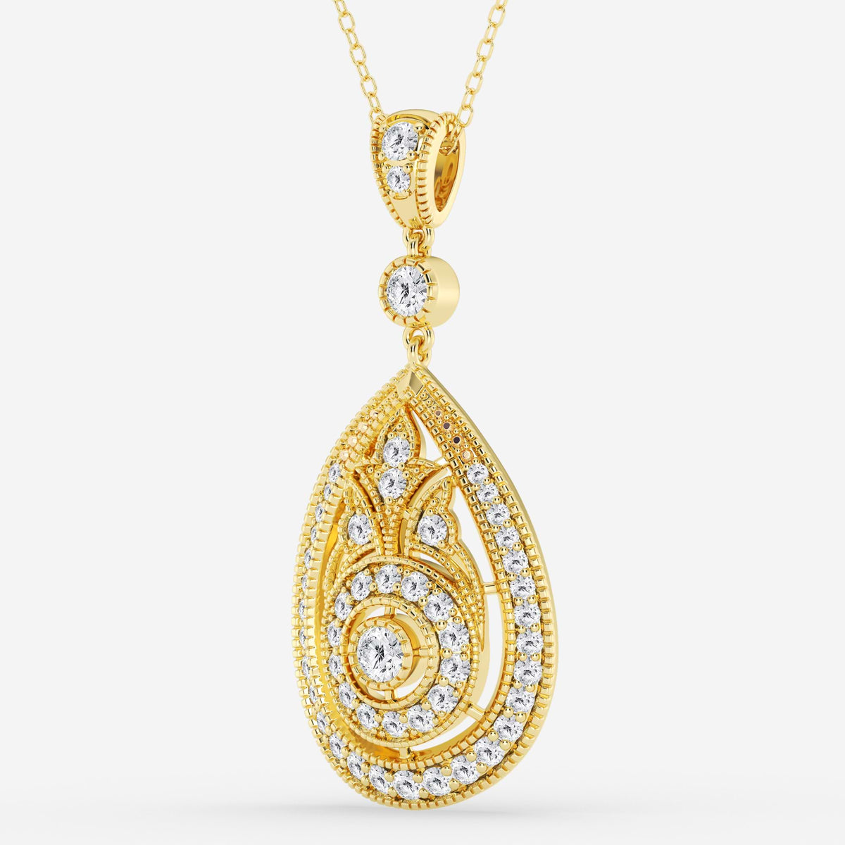 design vintage, lapidação redonda — Pendente com diamantes de laboratório | GBP072 | eb3213415288