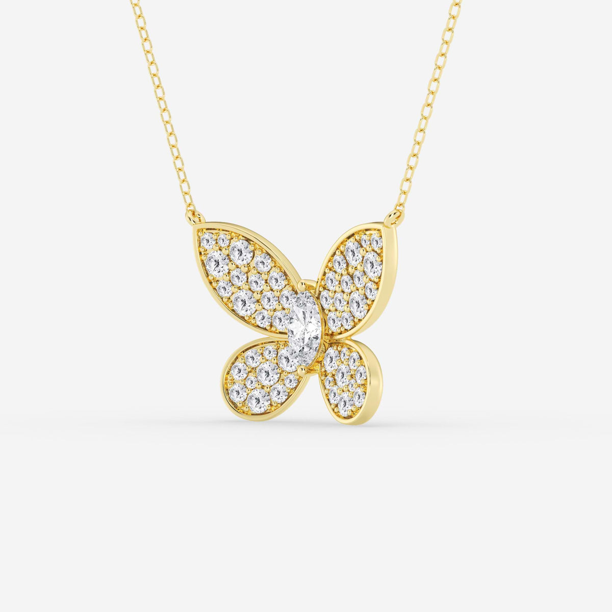 Wisiorek w kształcie motyla Marquise Lab Grown Diamond Petite Pave | GBP029 | e61bd4f810fb