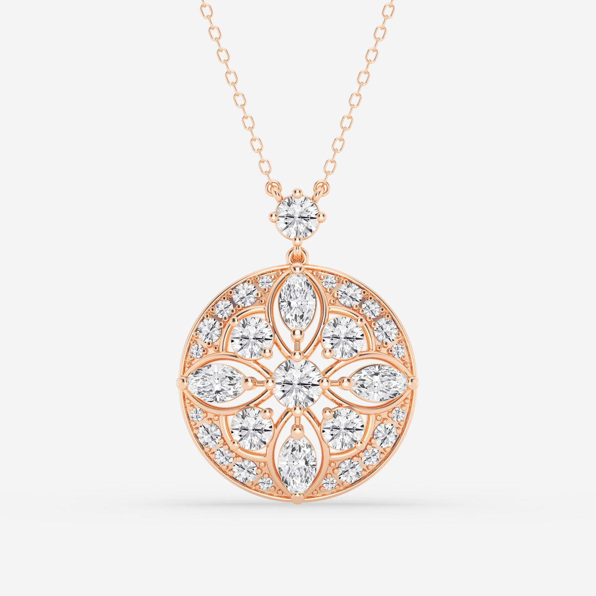 Rund og Marquise Lab Grown Diamond Vintage Pendant | GBP044 | 9cafbb433622
